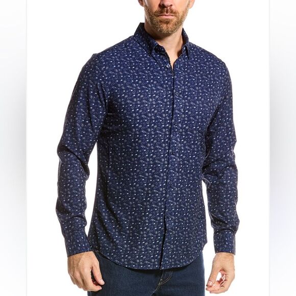 NWT Heritage by Report Collection Floral Printed Button-Down Shirt Men's XL Blue - Picture 15 of 15